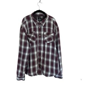 Prana Men’s Asylum Flannel plaid thermal lined overshirt shacket XXL purple